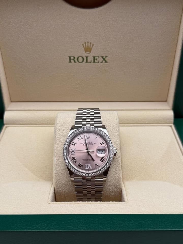 Rolex Datejust 36mm 126284 RBR Pink VIIX Roman Dial Diamonds Bezel Jubilee 126284 RBR Pink VIIX JUB