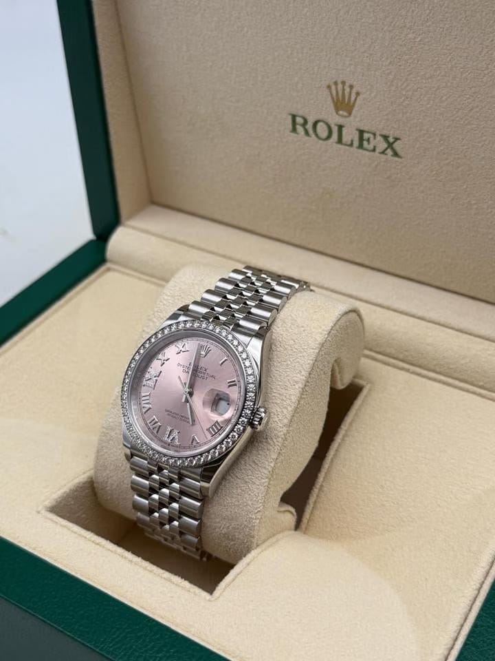 Rolex Datejust 36mm 126284 RBR Pink VIIX Roman Dial Diamonds Bezel Jubilee 126284 RBR Pink VIIX JUB