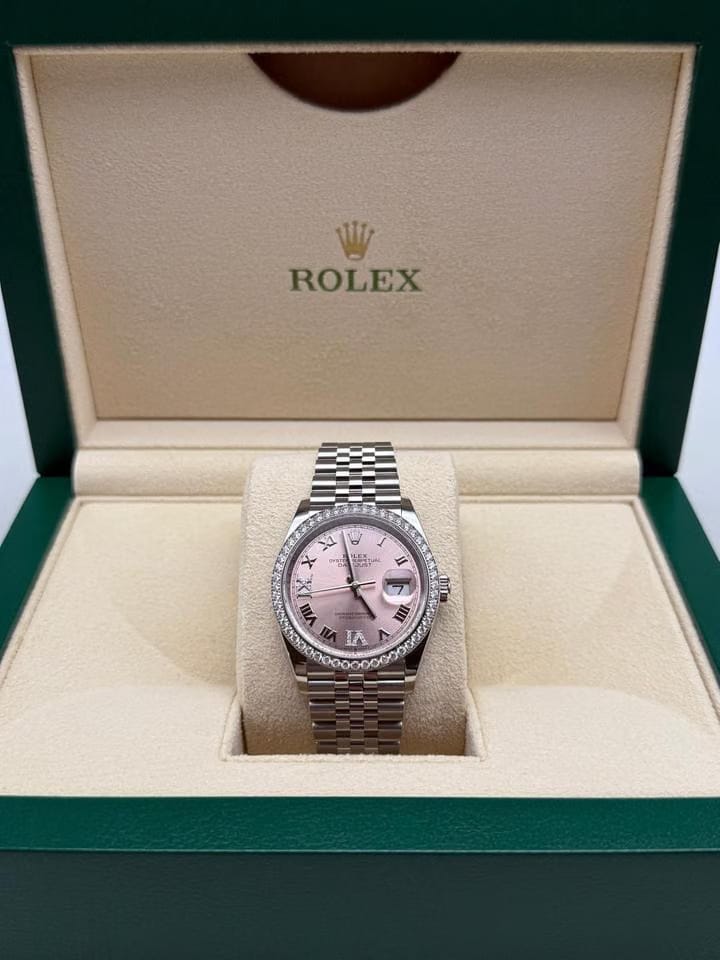 Rolex Datejust 36mm 126284 RBR Pink VIIX Roman Dial Diamonds Bezel Jubilee 126284 RBR Pink VIIX JUB