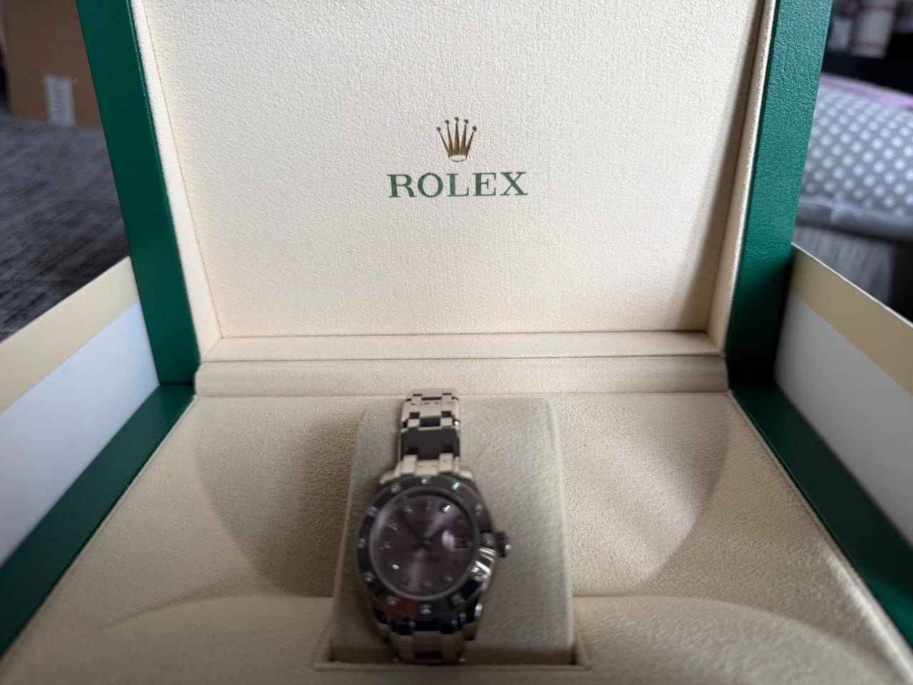 Rolex Perlmaster 29 mm oro bianco quadrante rosa Anno di produzione 2017 come nuovo mai indossato