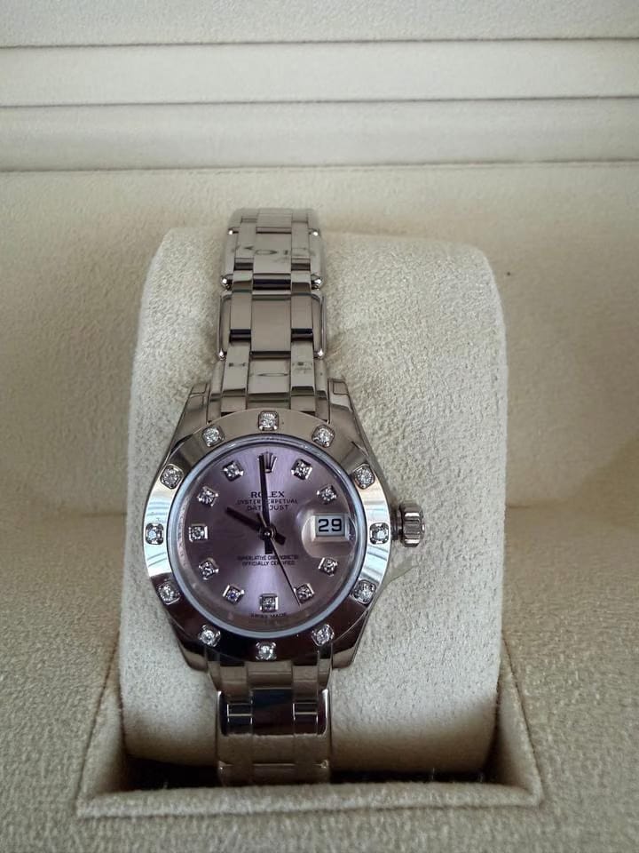 Rolex Perlmaster 29 mm oro bianco quadrante rosa Anno di produzione 2017 come nuovo mai indossato