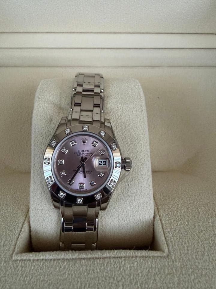 Rolex Perlmaster 29 mm oro bianco quadrante rosa Anno di produzione 2017 come nuovo mai indossato