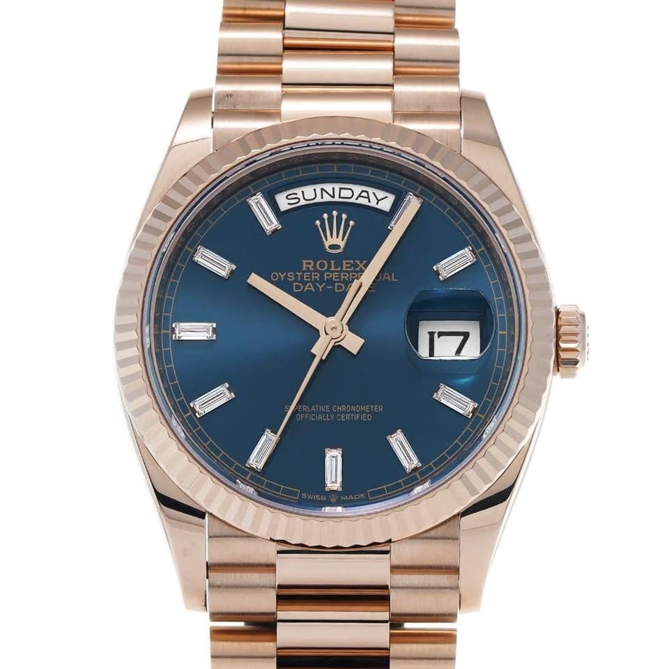 Rolex | Day-Date | 128235A | Rose gold | 36 mm | Rose gold | Green | Automatic