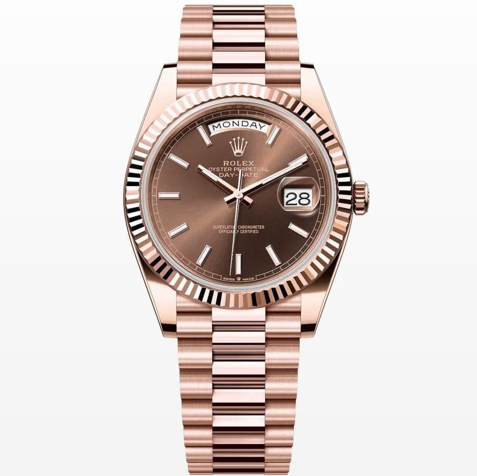 Rolex | Day-Date | 228235 | Yellow gold | 40 mm | Rose gold | Brown | Automatic