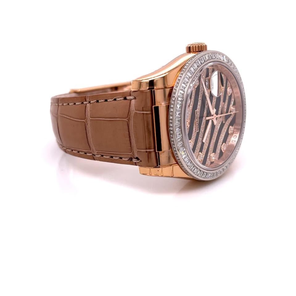 Rolex | Datejust | 116185BBR | Rose gold | 36 mm | Crocodile skin | Black | Automatic