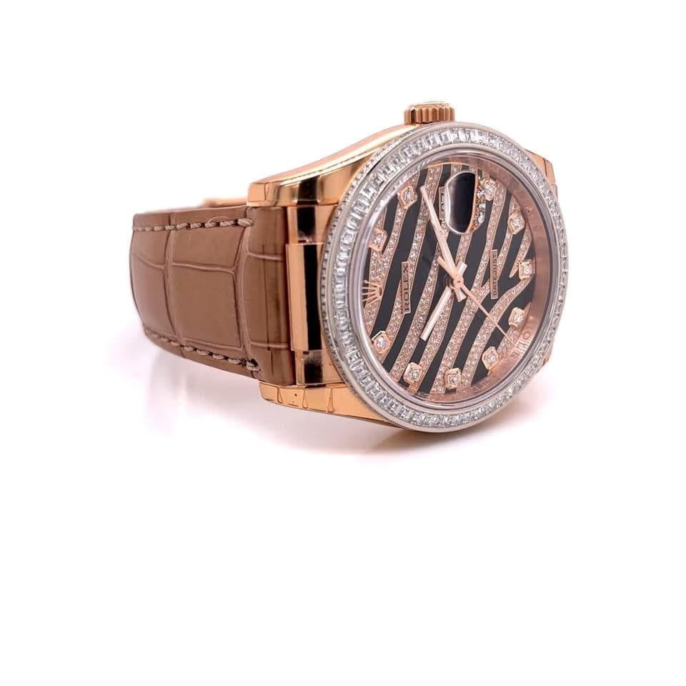 Rolex | Datejust | 116185BBR | Rose gold | 36 mm | Crocodile skin | Black | Automatic