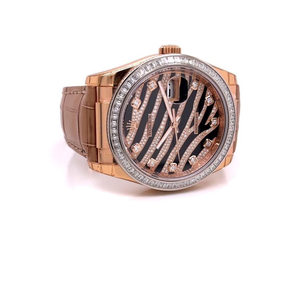 Rolex | Datejust | 116185BBR | Rose gold | 36 mm | Crocodile skin | Black | Automatic