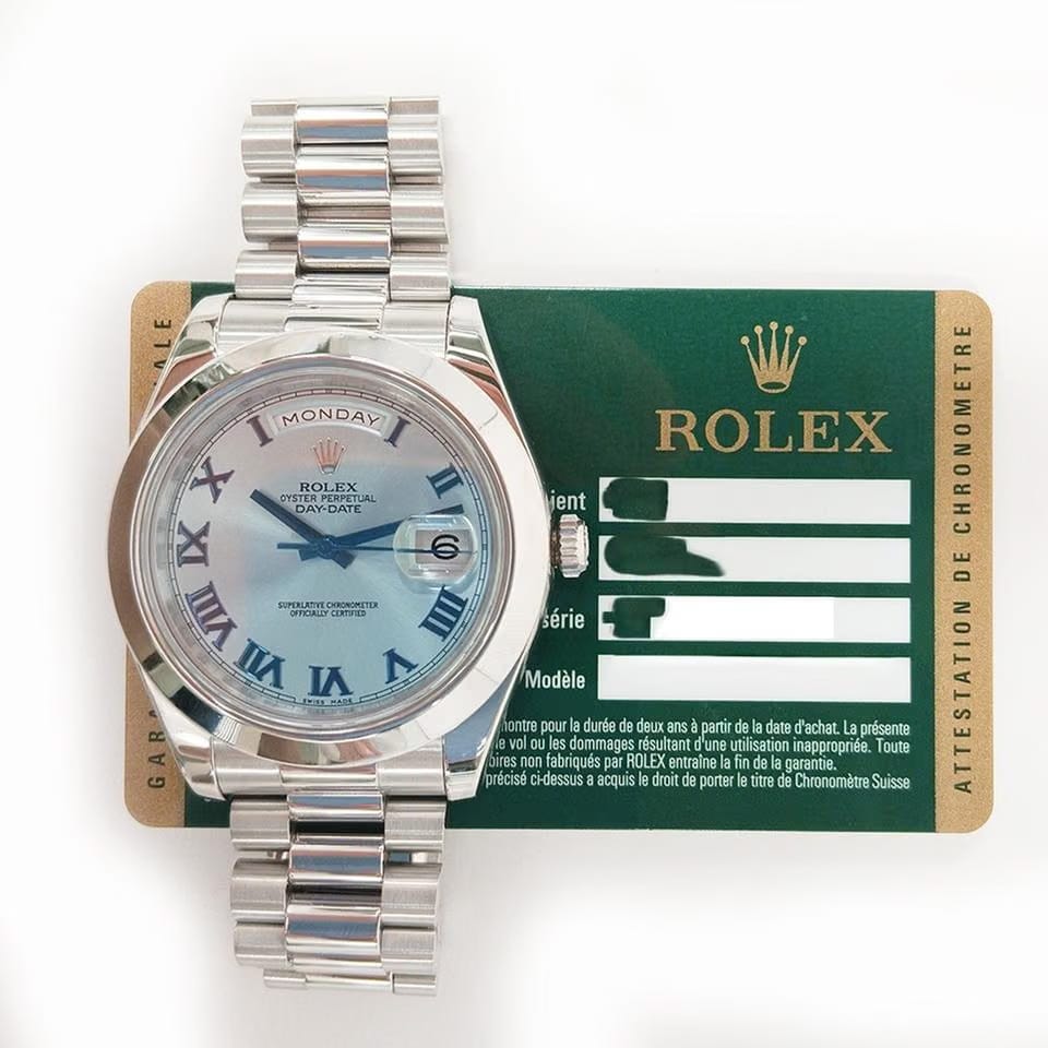 Rolex | Day-Date | 218206 | Platinum | 41 mm | Platinum | Blue | Automatic