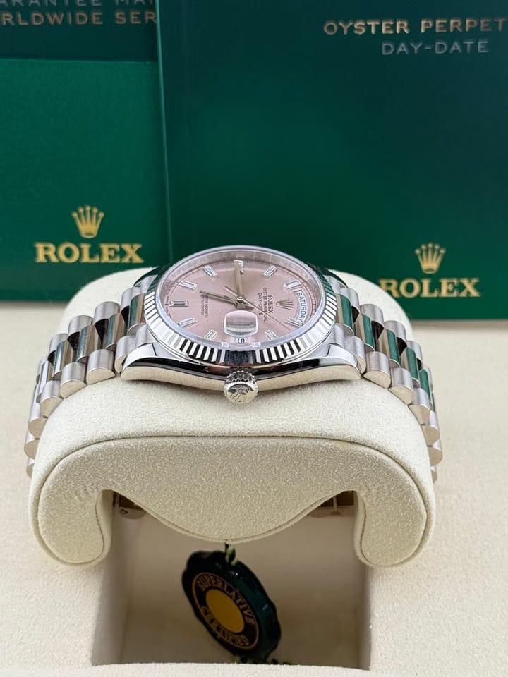 Rolex | Day-Date | 128239 | White gold | 36 x 43 mm | White gold | Pink | Automatic