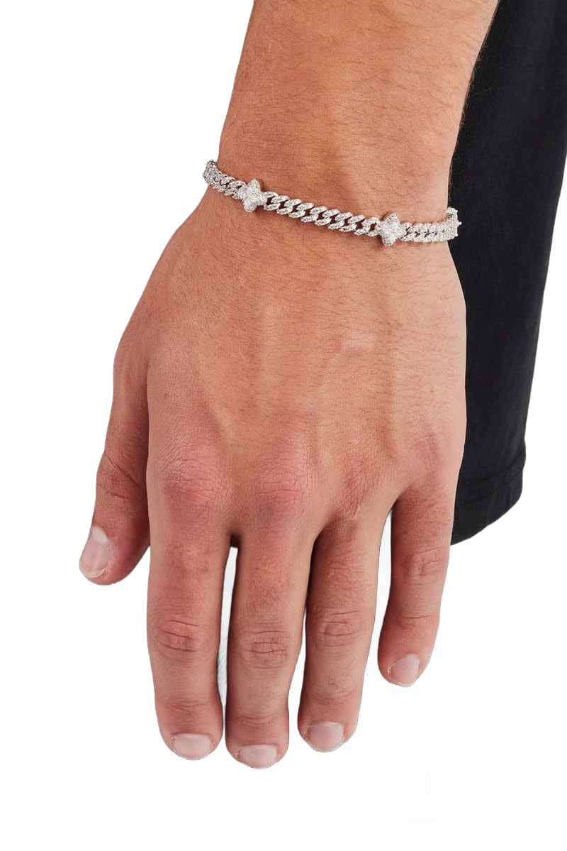 Iced Baguette Motif Infinity Link Bracelet - 6mm