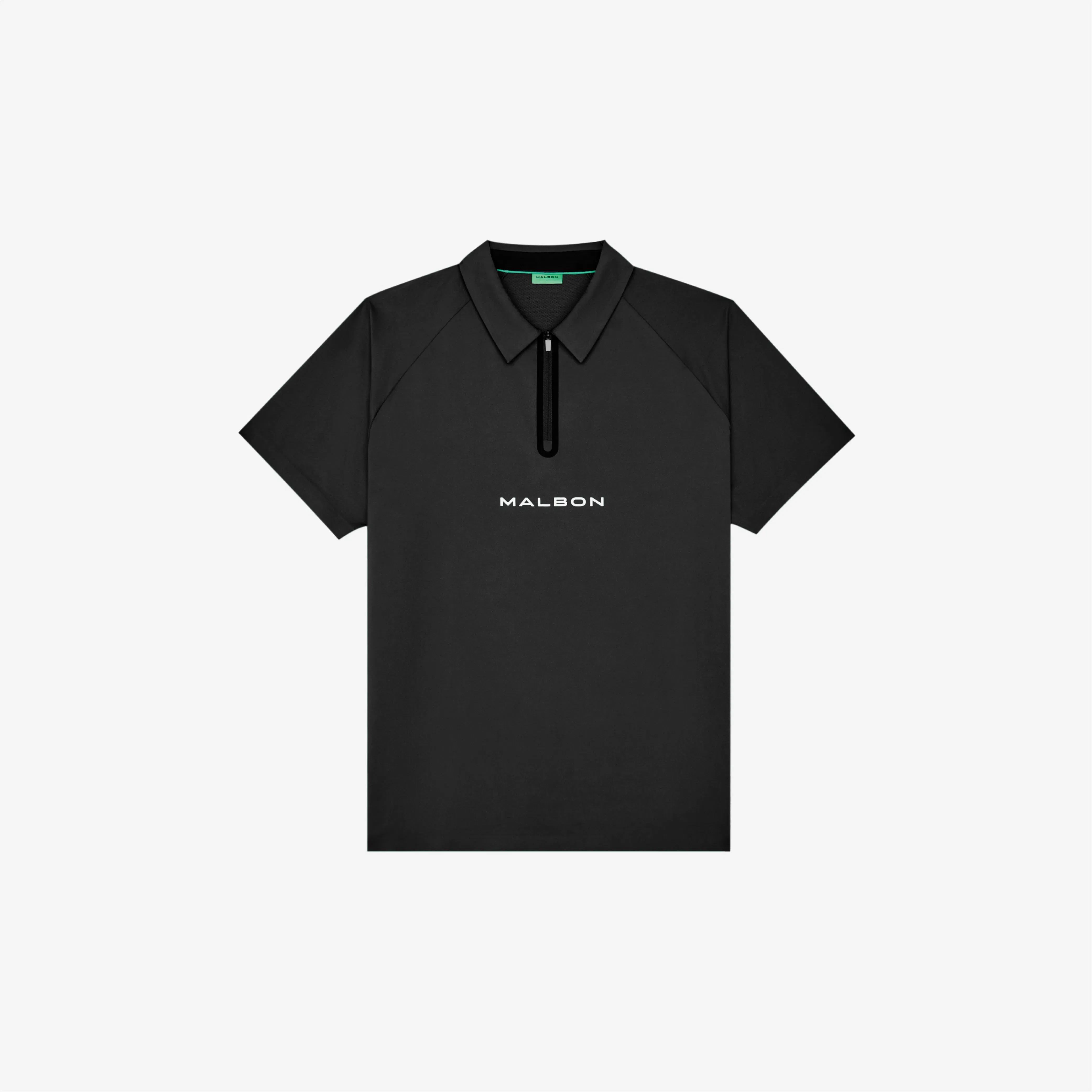 Malbon Performance Zip Raglan Polo Black