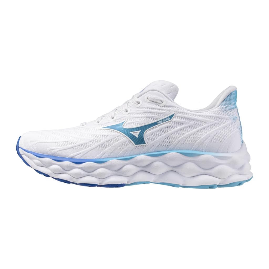 Mizuno Women's Wave Sky 8 Running Shoe White Moroccan Blue