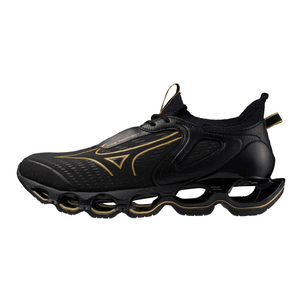 Mizuno Men's Wave Prophecy 14 Running Shoe Black Gold