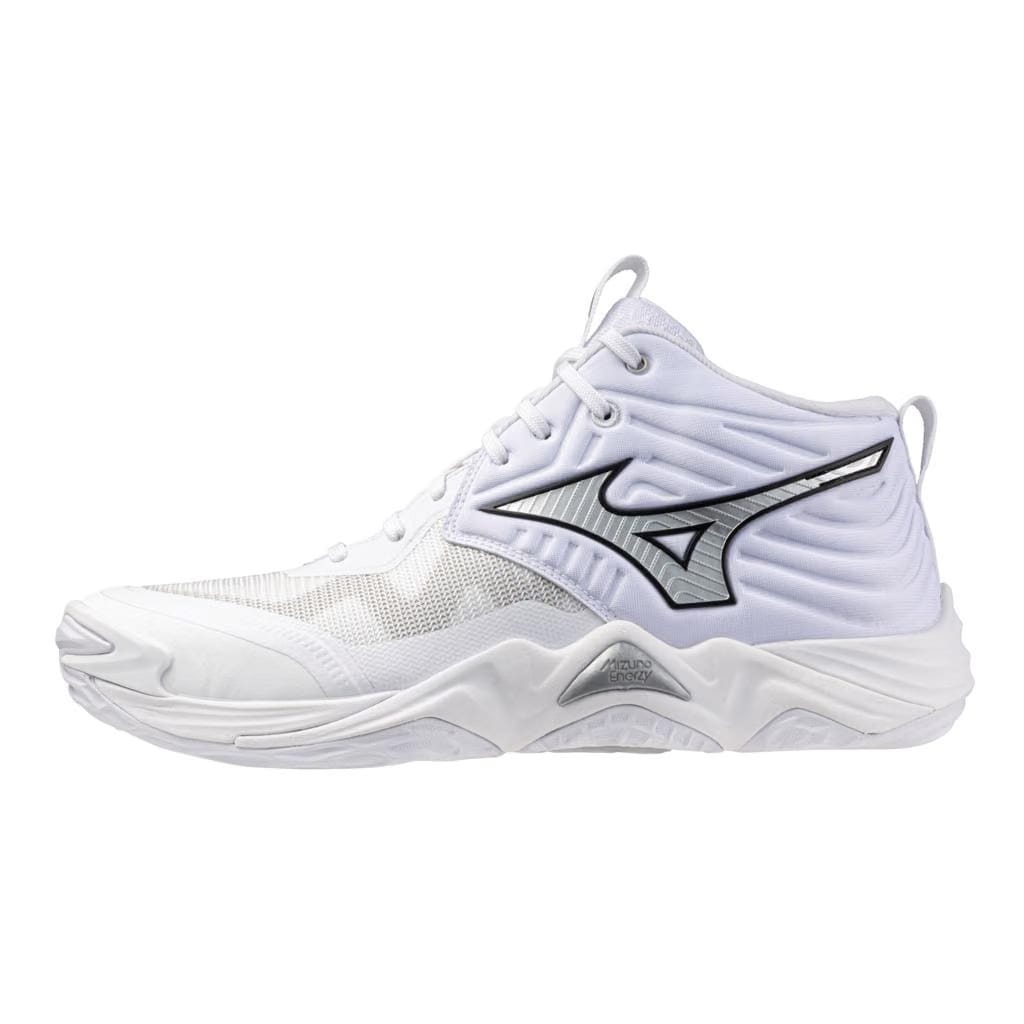 Mizuno Wave Momentum Elite Mid Volleyball Shoe White Metallic Grey