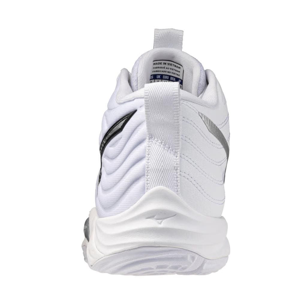 Mizuno Wave Momentum Elite Mid Volleyball Shoe White Metallic Grey