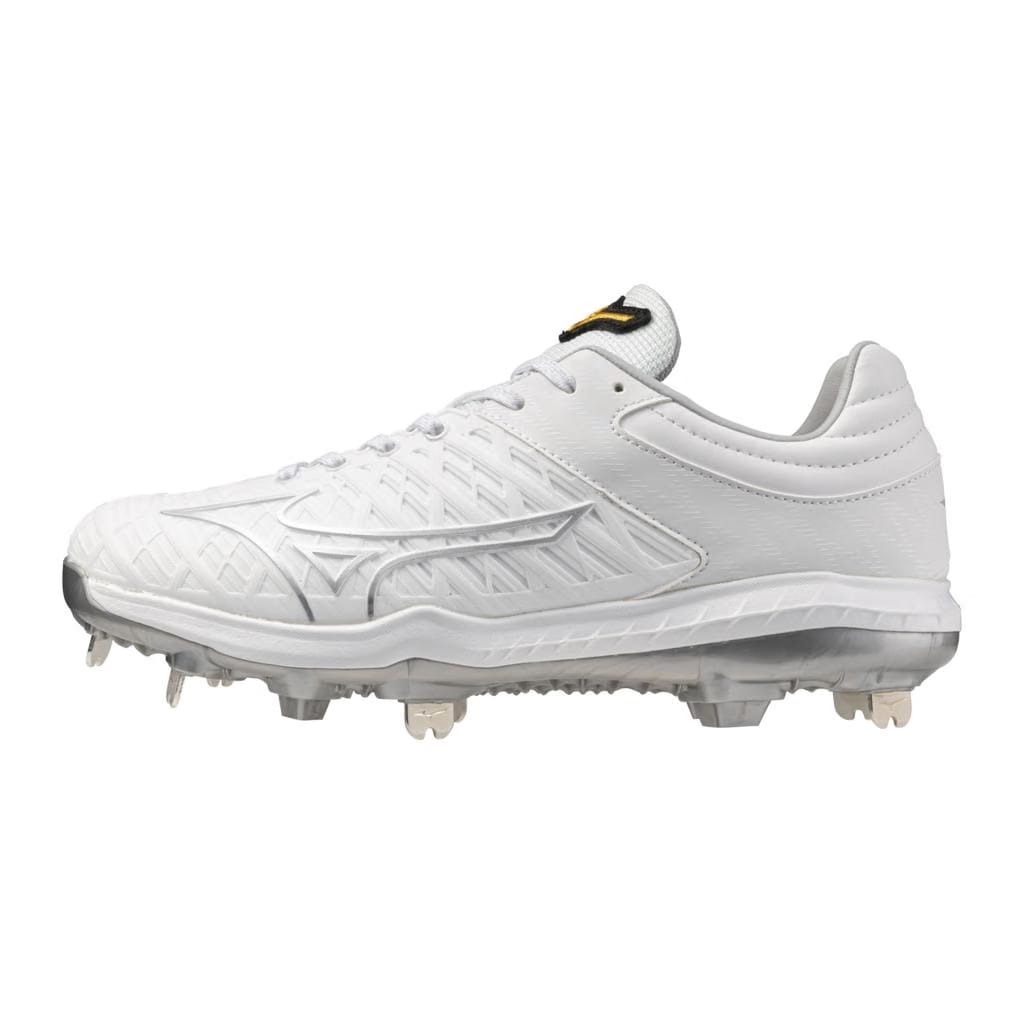 Mizuno Women's Pro Fp Low Metal Fastpitch Softball Cleat White Silver