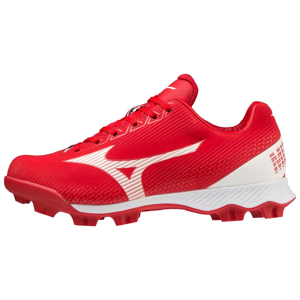 Mizuno Wave Lightrevo Tpu Junior Molded Low Baseball Cleat Red White
