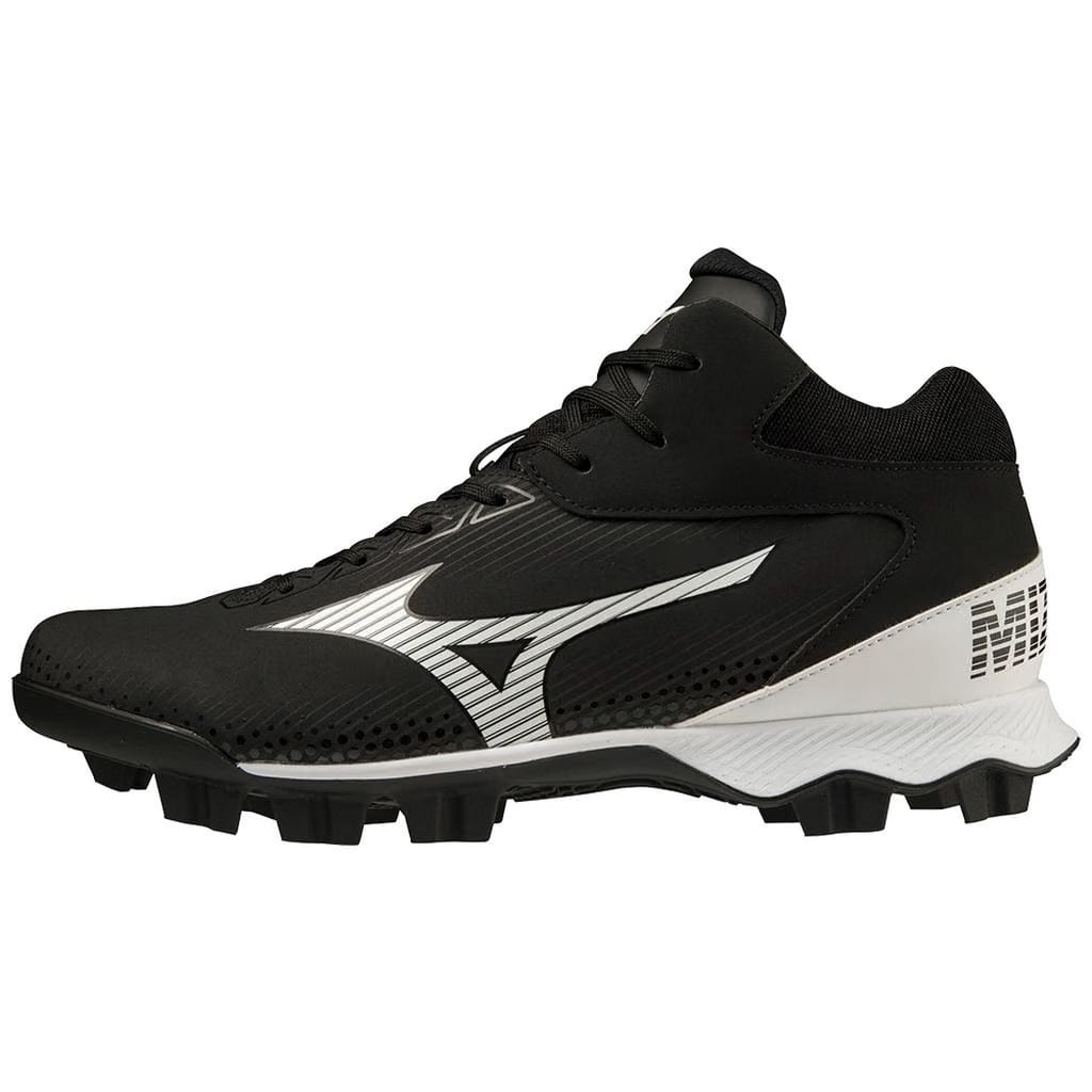 Mizuno Wave Lightrevo Tpu Men's Molded Mid Baseball Cleat Black White