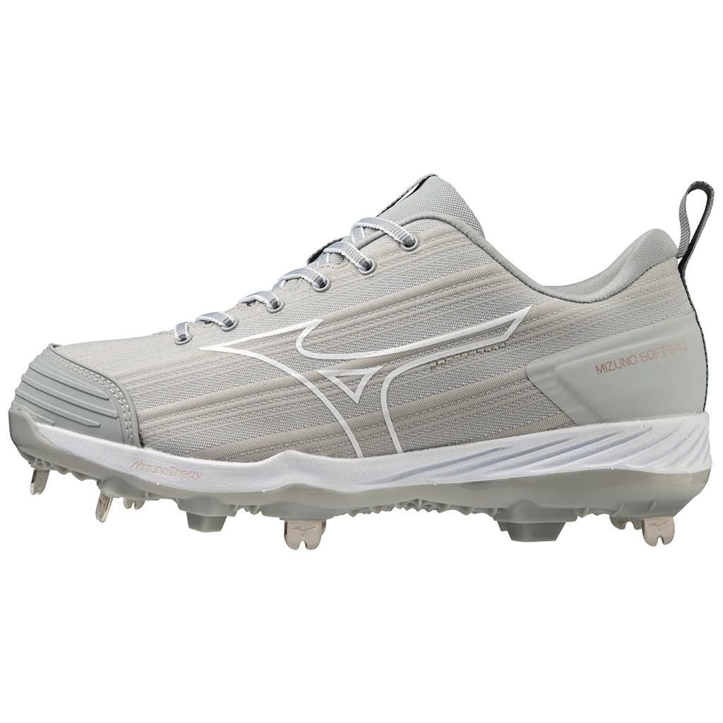 Mizuno Sweep 6 Low Women's Metal Fastpitch Softball Cleat Grey White