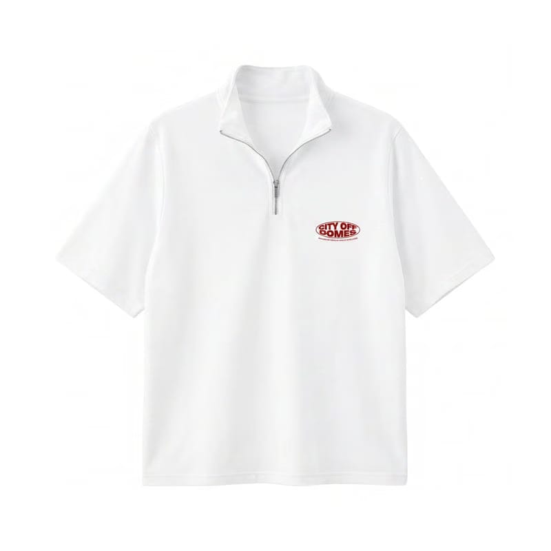 City Off Domes Anti-Pleasure Club White Quarter Zip T-Shirt