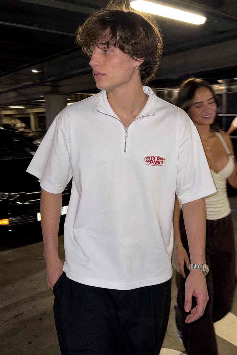 City Off Domes Anti-Pleasure Club White Quarter Zip T-Shirt