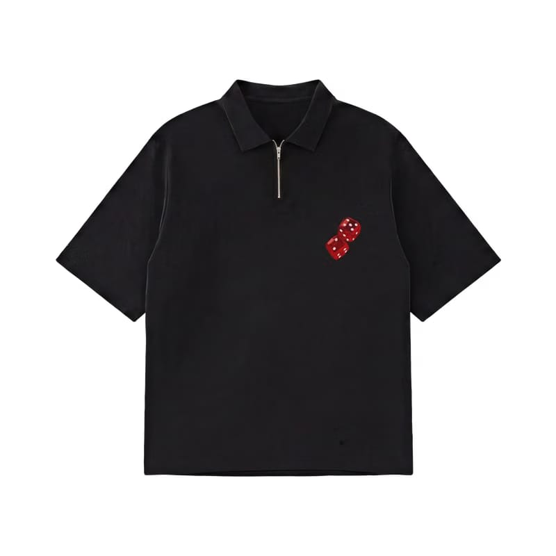 City Off Domes Dice & Drama Polo Black Quarter Zip T-Shirt