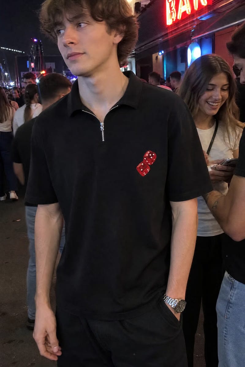 City Off Domes Dice & Drama Polo Black Quarter Zip T-Shirt