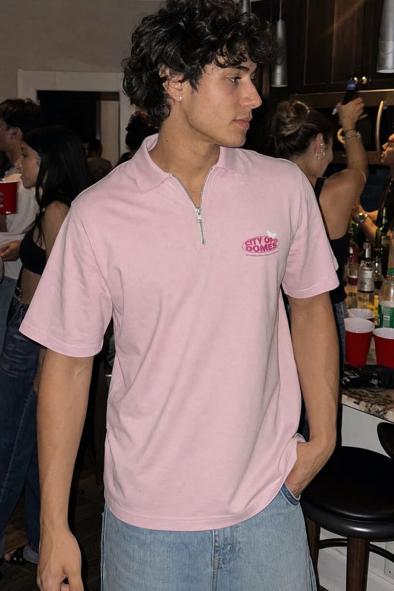 City Off Domes Dream in Ink Pink Polo Quarter Zip T-Shirt