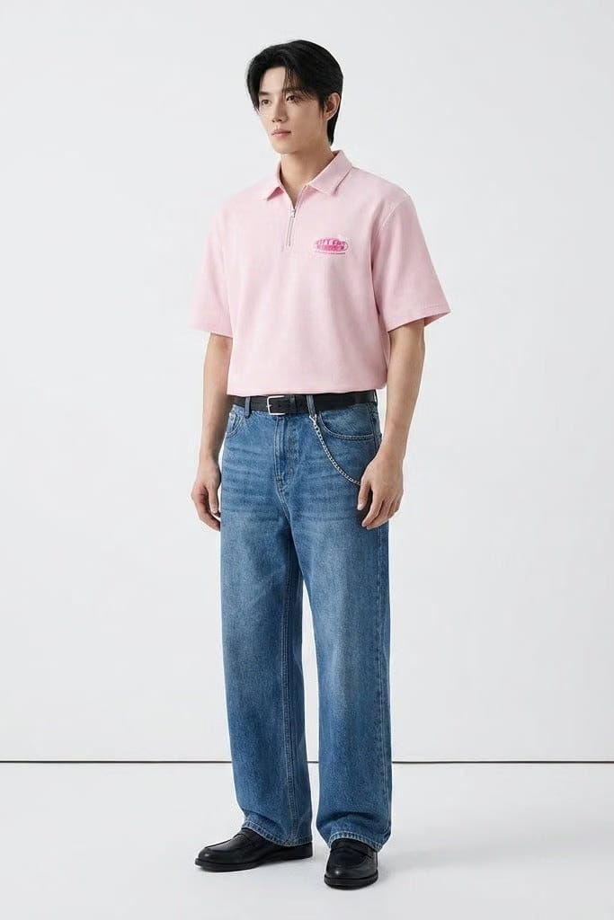 City Off Domes Dream in Ink Pink Polo Quarter Zip T-Shirt