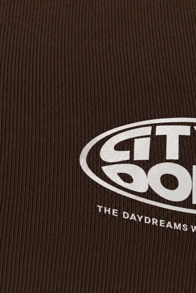 City Off Domes Dream in Ink Brown Polo Quarter Zip T-Shirt
