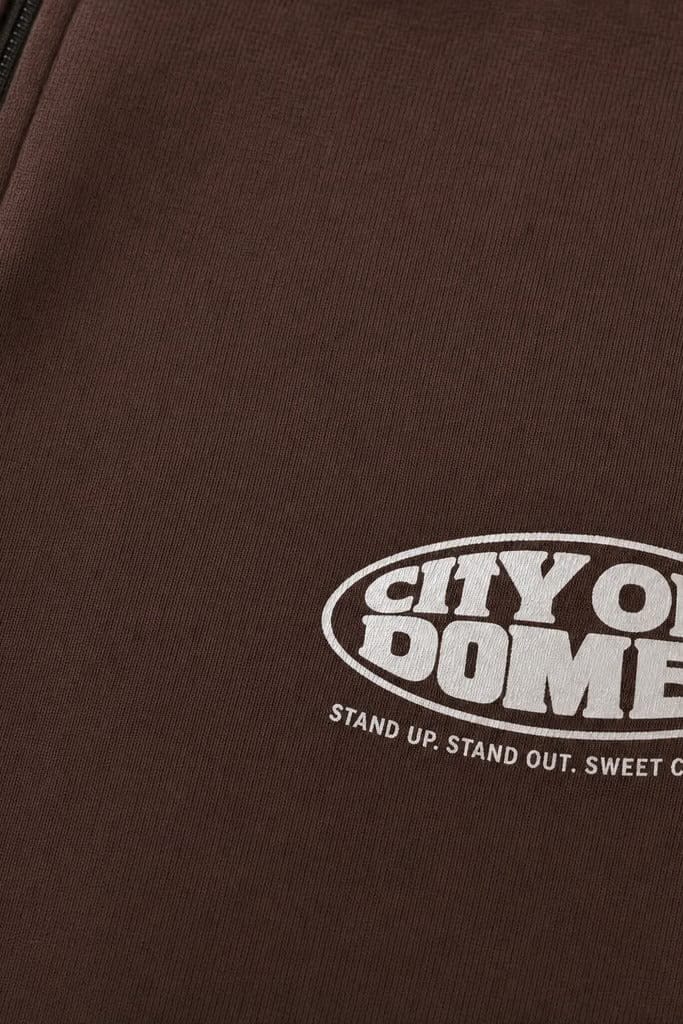 City Off Domes Sweet Chaos Graphics Brown Quarter Zip T-Shirt