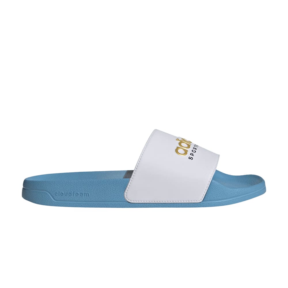 Adilette Shower Slide Team Light Blue White Matte Gold