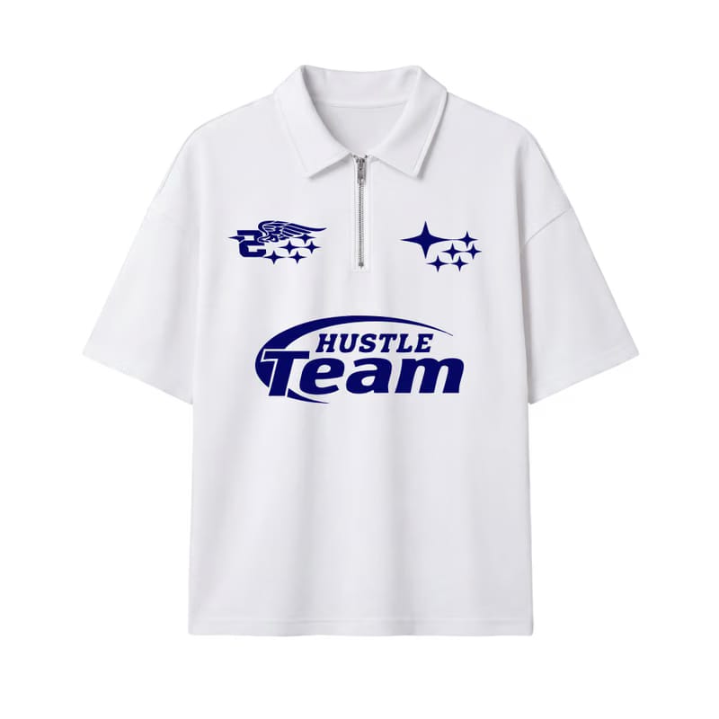 Hustle Team Be Autyst Quarter Zip White T-Shirt