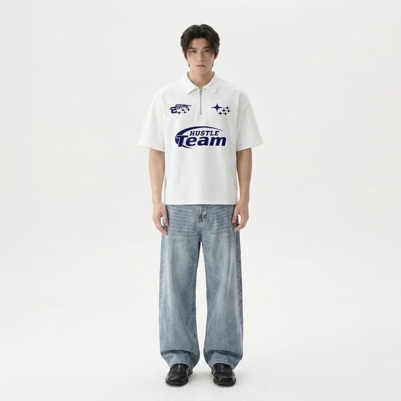 Hustle Team Be Autyst Quarter Zip White T-Shirt