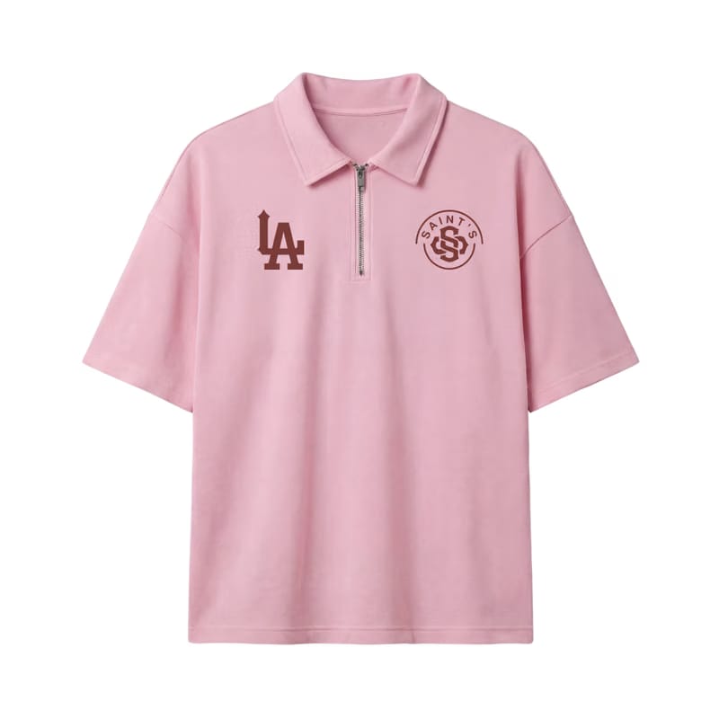 New York Be Autyst Quarter Zip Pink T-Shirt