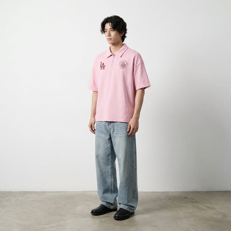New York Be Autyst Quarter Zip Pink T-Shirt