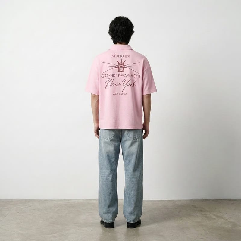 New York Be Autyst Quarter Zip Pink T-Shirt