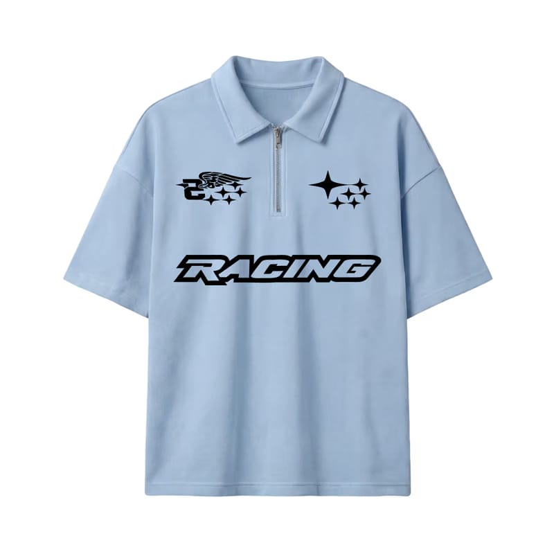 Racing Be Autyst Quarter Zip Ice Blue T-Shirt