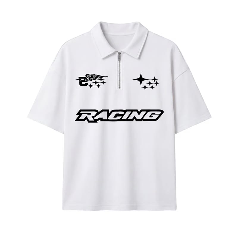 Racing Be Autyst Quarter Zip White T-Shirt