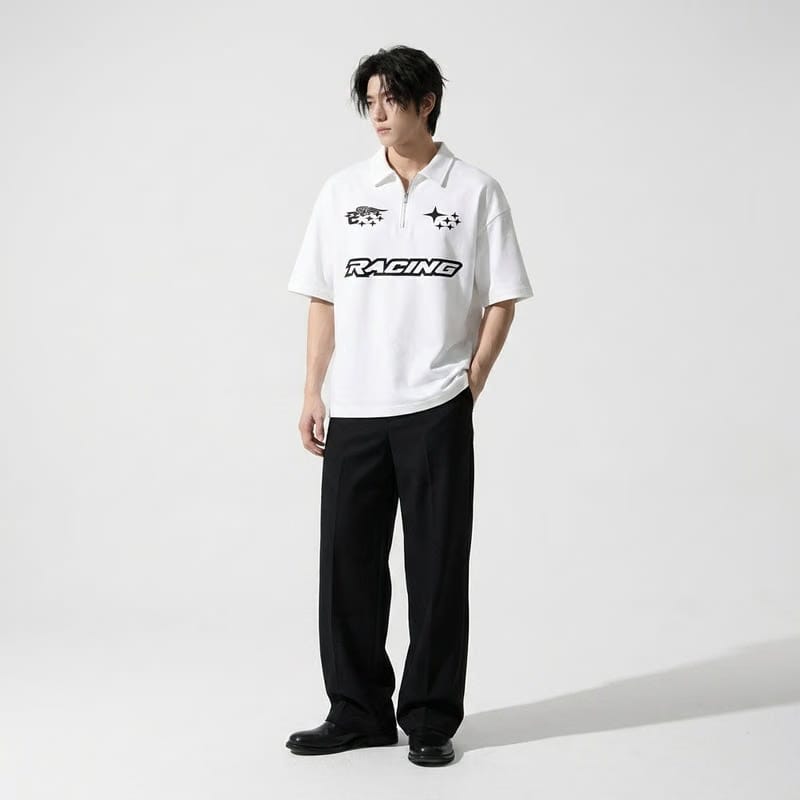 Racing Be Autyst Quarter Zip White T-Shirt