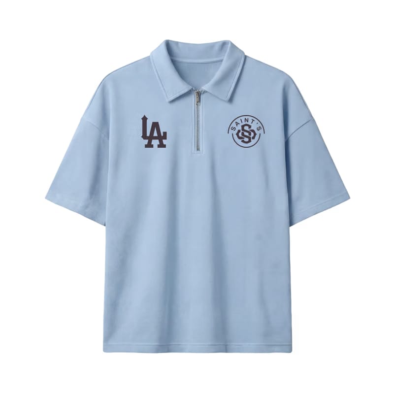 Saints 2.0 Be Autyst Quarter Zip Ice Blue T-Shirt