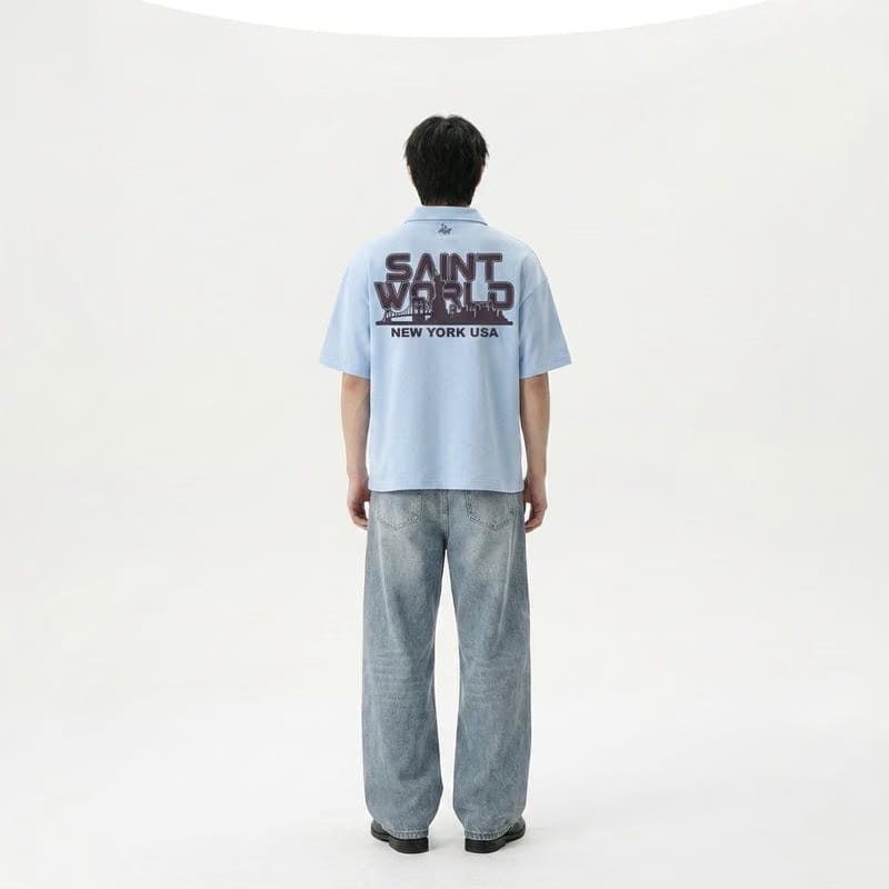 Saints 2.0 Be Autyst Quarter Zip Ice Blue T-Shirt
