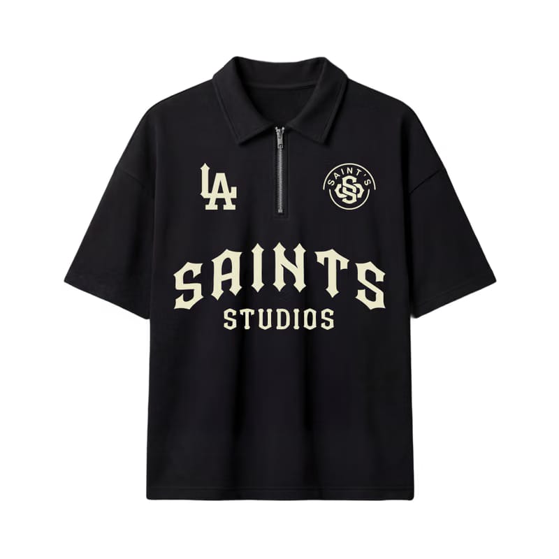 Saints Be Autyst Quarter Zip Black T-Shirt
