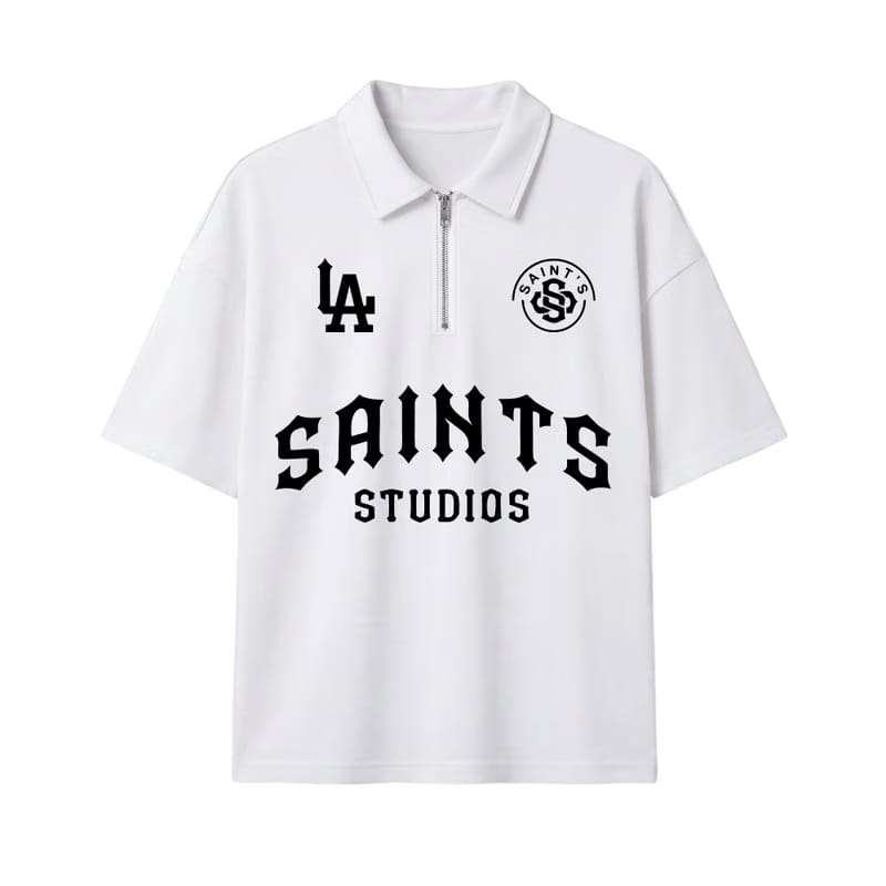 Saints Be Autyst Quarter Zip White T-Shirt