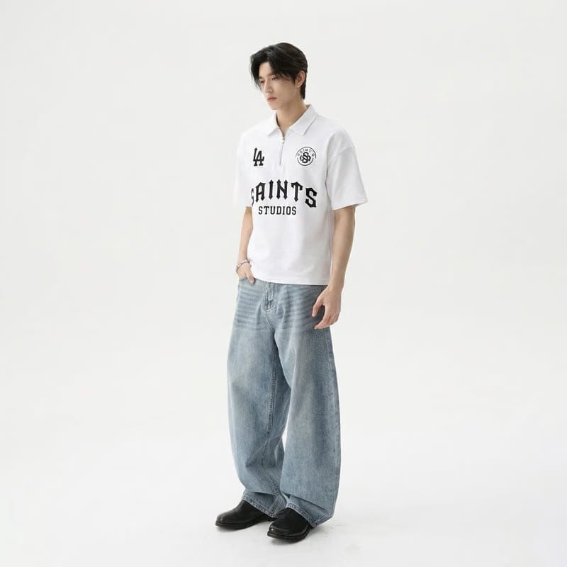 Saints Be Autyst Quarter Zip White T-Shirt