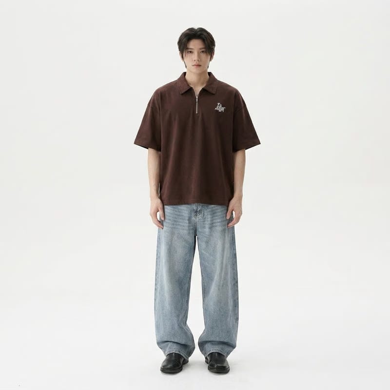 Strange Be Autyst Quarter Zip Brown T-Shirt