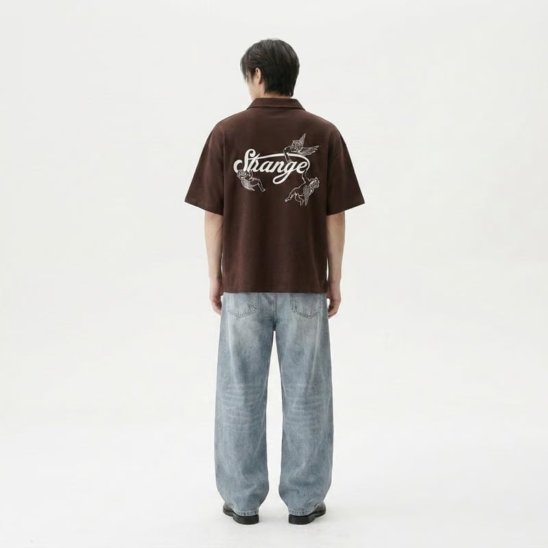 Strange Be Autyst Quarter Zip Brown T-Shirt