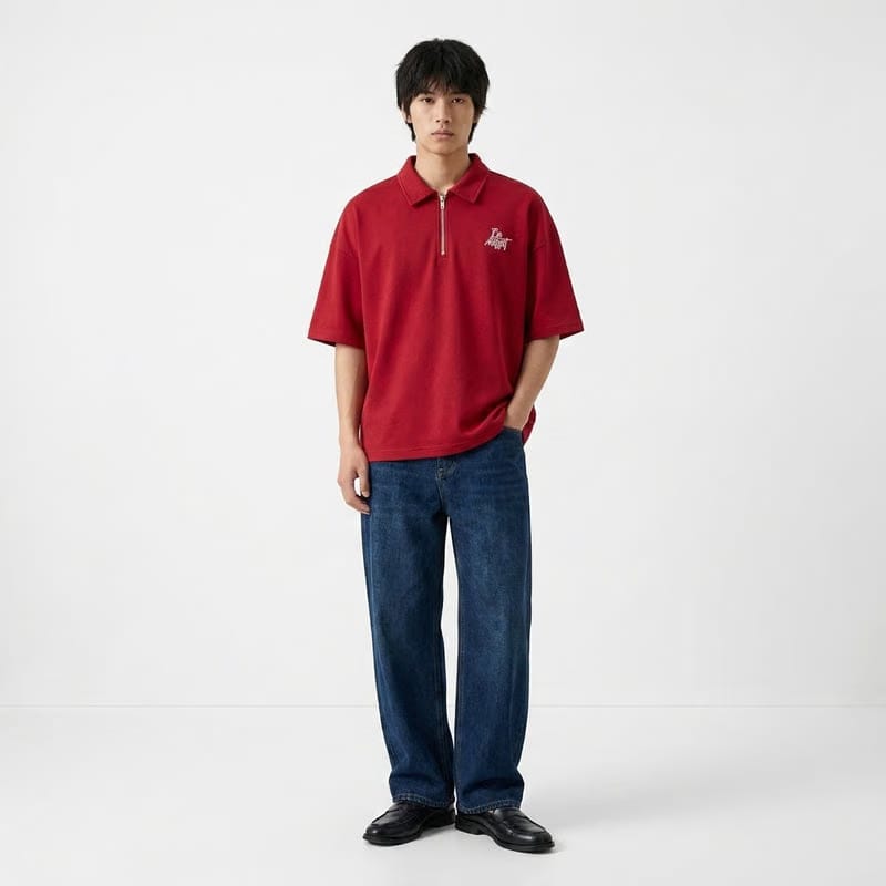 Strange Be Autyst Quarter Zip Red T-Shirt