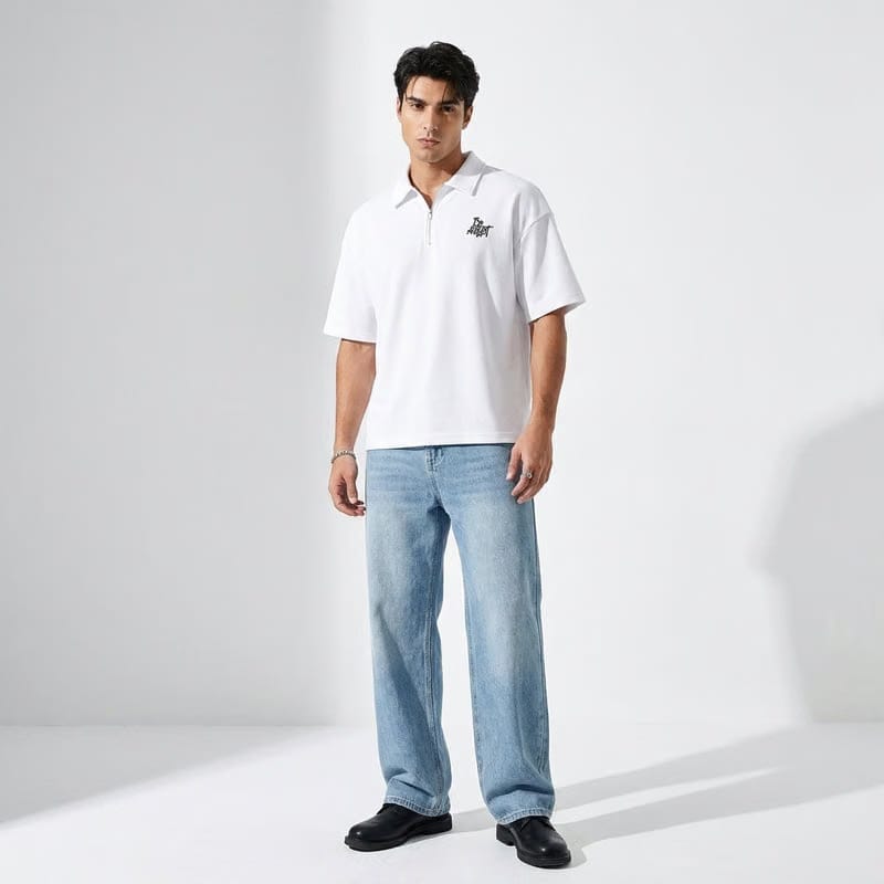 Strange Be Autyst Quarter Zip White T-Shirt