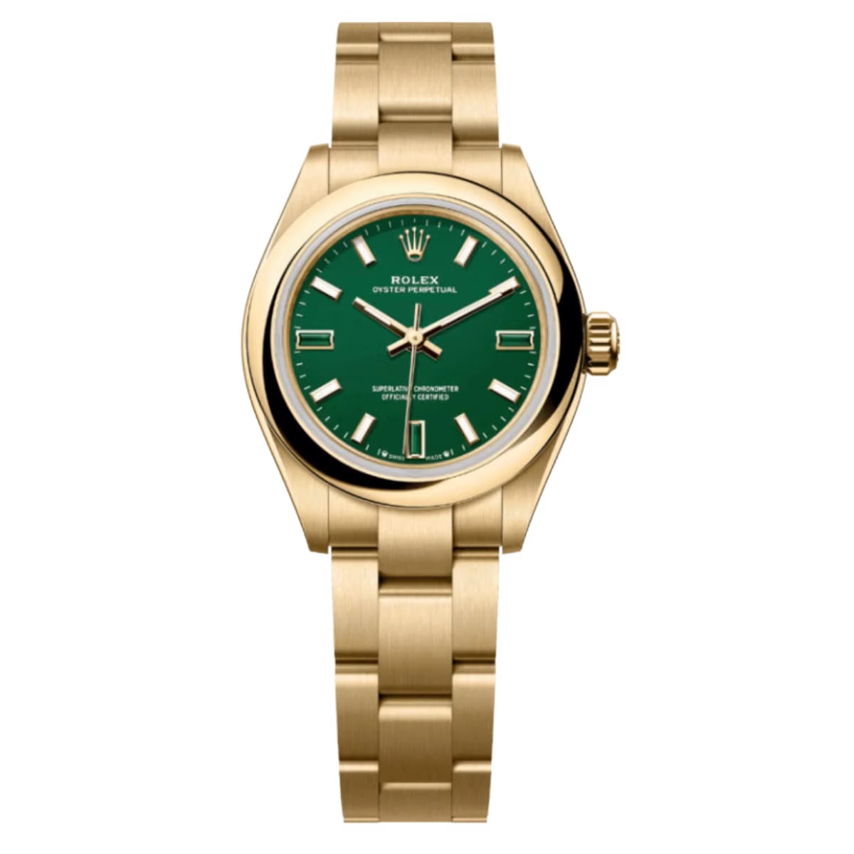 Rolex Oyster Perpetual 28 276208 'Ladies' Yellow Gold Green Stone Dial (2026)